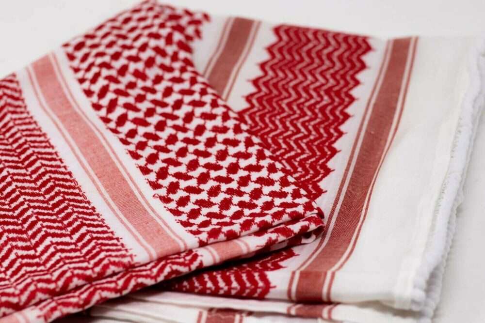 Red Palestinian keffiyeh