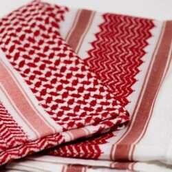 Red Palestinian keffiyeh